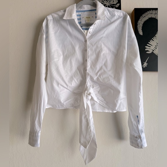 NWT MAEVE BY ANTHROPOLOGIE Tie-Front Button Down Collared Shirt Size 8 - Picture 6 of 12